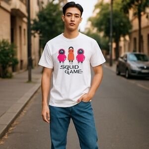 Squid Game T-Shirt White XL Adult Mens Graphic Print Netflix TV‎ Show